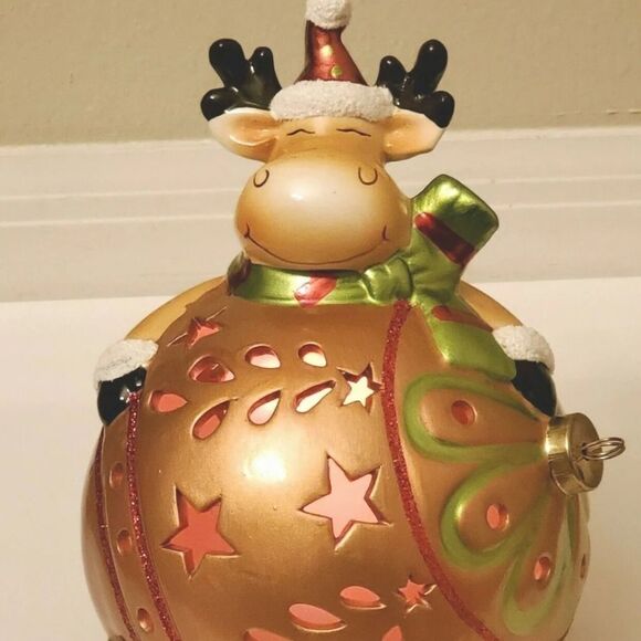 Home Reflections Reindeer Ornament Luminary Flameless Multi Color Candle - Picture 9 of 13